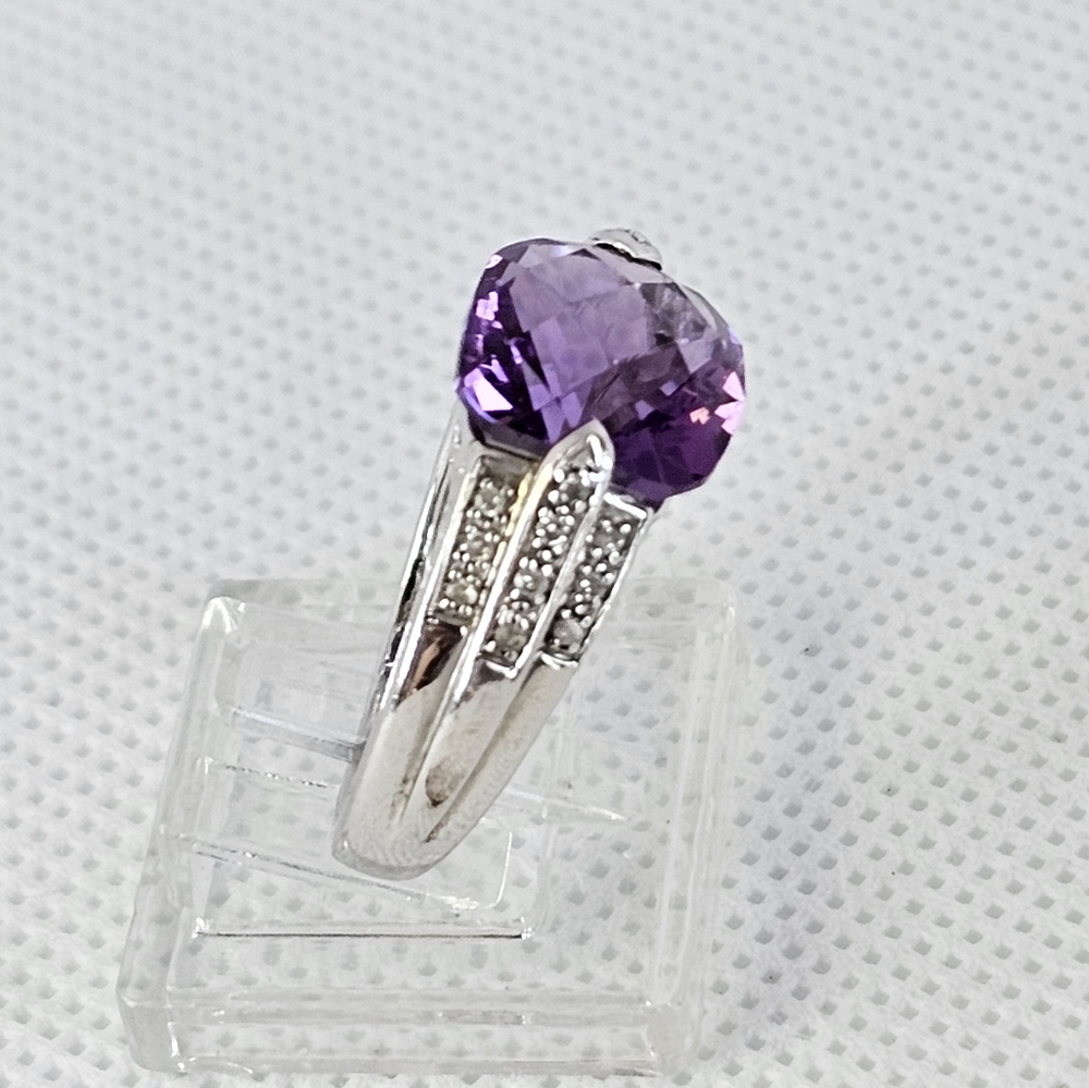 Retired Michelle Albala Amethyst & Diamond Ring in Sterling Silver Size 7! - Picture 3 of 15